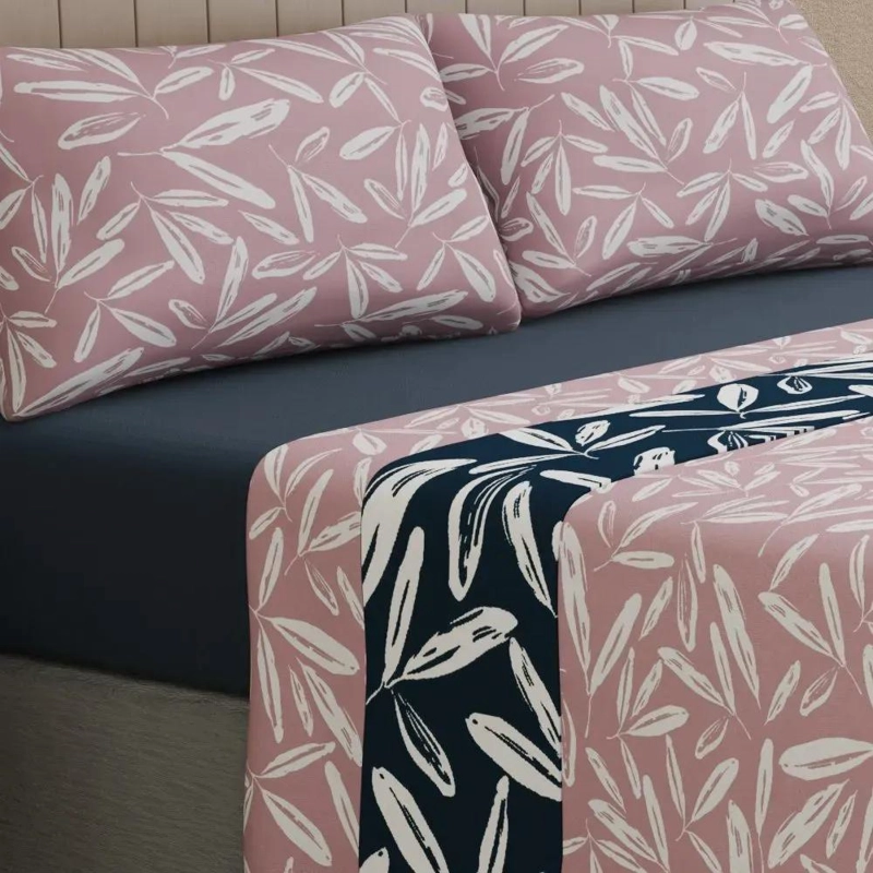 SABANAS ESTAMPADAS DE 2 PLAZAS EN TONO ROSA - 2