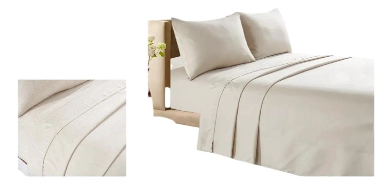JUEGO DE SABANAS 1.5 PLAZA BEIGE 200 HILOS SUAVE Y DURADERO - 1