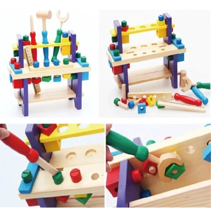 BANCO DE HERRAMIENTAS DE MADERA PARA NIÑOS DIDACTICO - 2