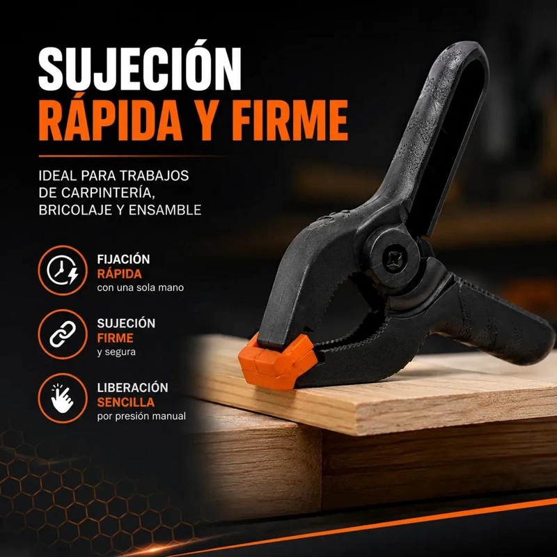 PRENSA DE RESORTE FIJACION RAPIDA 4 PULGADAS PACK DE 4 UNIDADES - 2