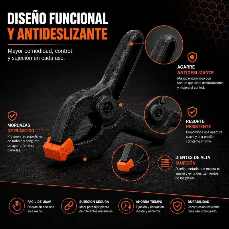 PRENSA DE RESORTE FIJACION RAPIDA 4 PULGADAS PACK DE 4 UNIDADES - 4