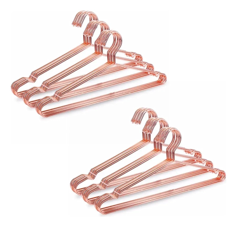 PACK DE 10 COLGADORES ELEGANTES COLOR COBRE PARA ROPA - 3