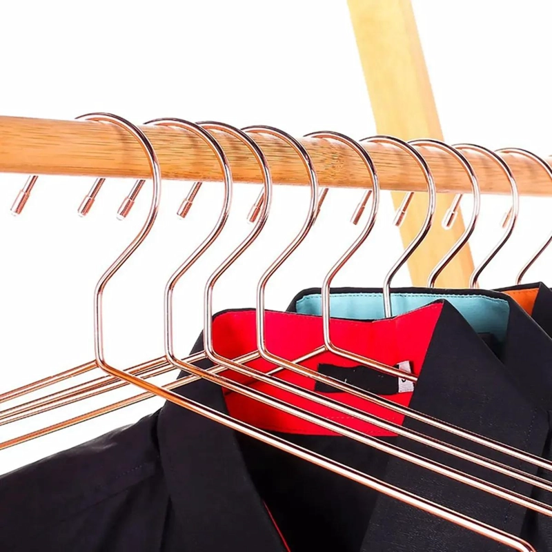 PACK DE 10 COLGADORES ELEGANTES COLOR COBRE PARA ROPA - 5