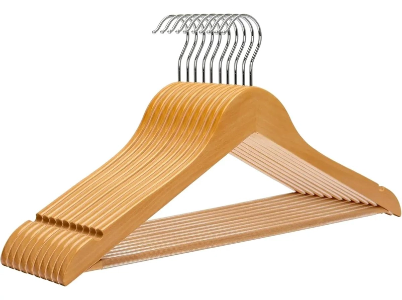 COLGADORES DE MADERA GIRATORIOS PARA ROPA PACK DE 10 UNIDADES - 1