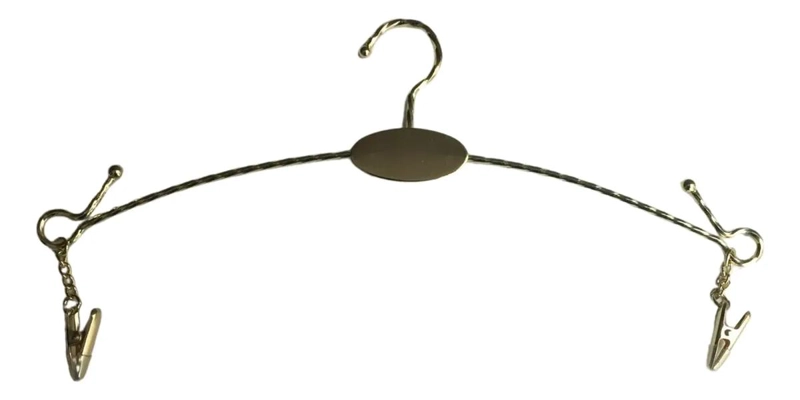 PACK DE 10 COLGADORES ELEGANTES PARA LENCERIA COLOR ORO - 5