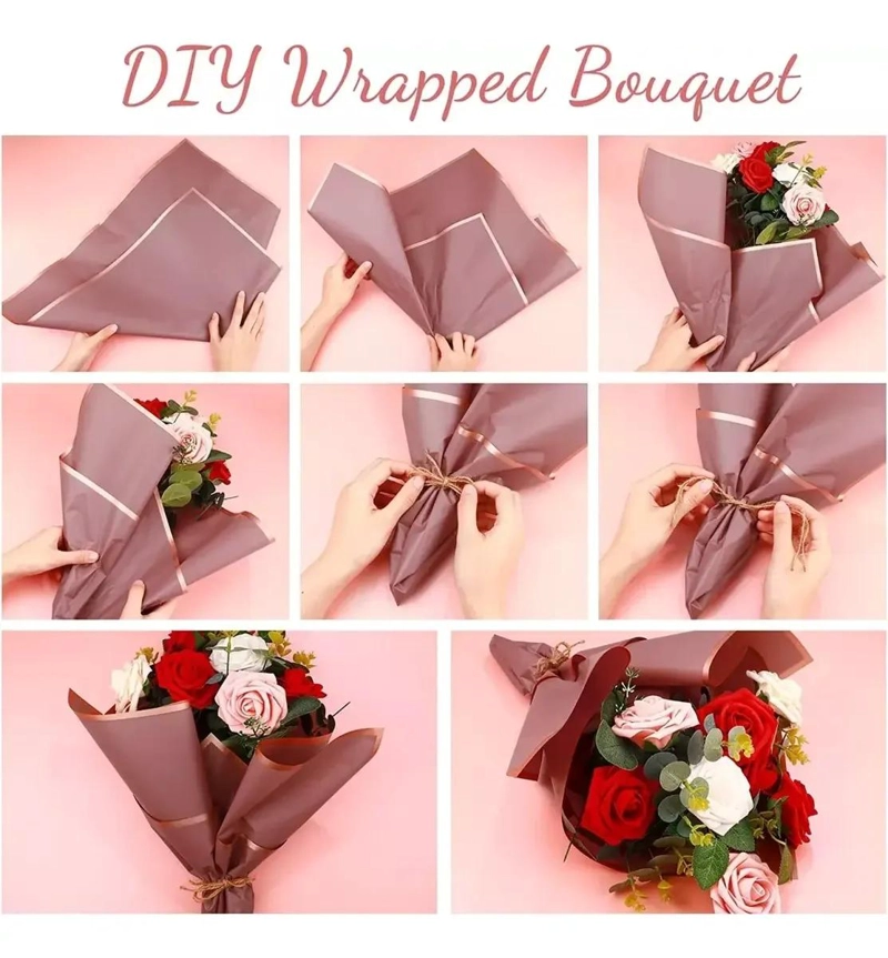 40 HOJAS DE PAPEL CELOFAN COREANO PARA ENVOLVER FLORES Y REGALOS - 3