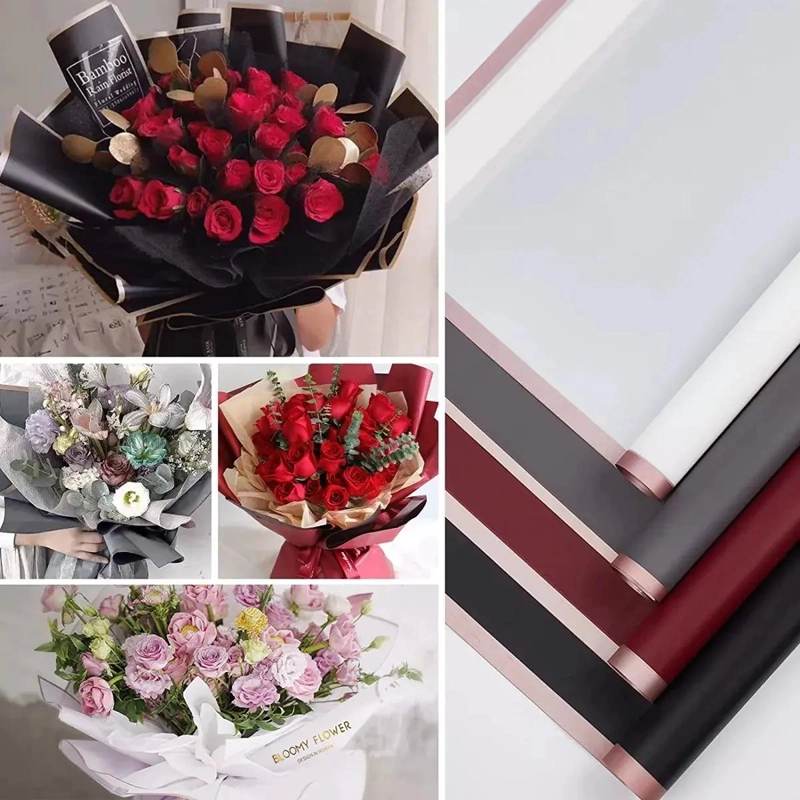 40 HOJAS DE PAPEL CELOFAN COREANO PARA ENVOLVER FLORES Y REGALOS - 5