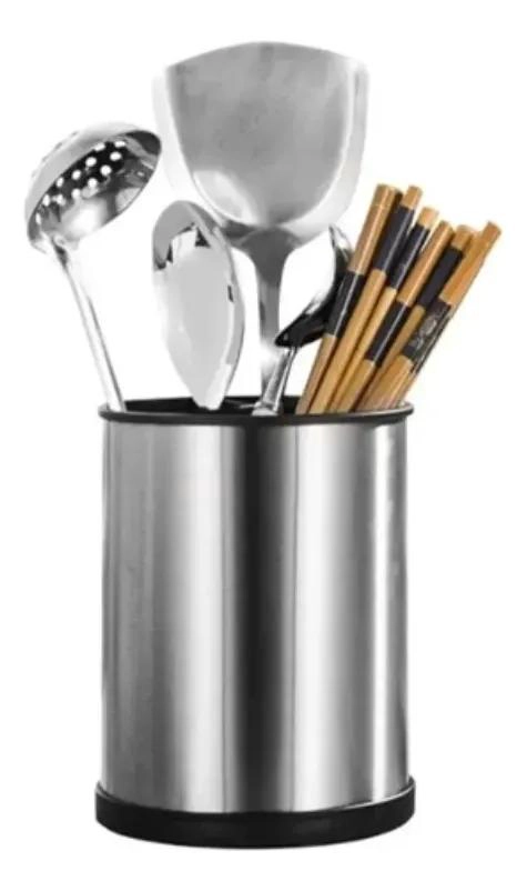 ORGANIZADOR GIRATORIO DE CUBIERTOS DE ACERO INOXIDABLE CON 4 COMPARTIMENTOS - 1