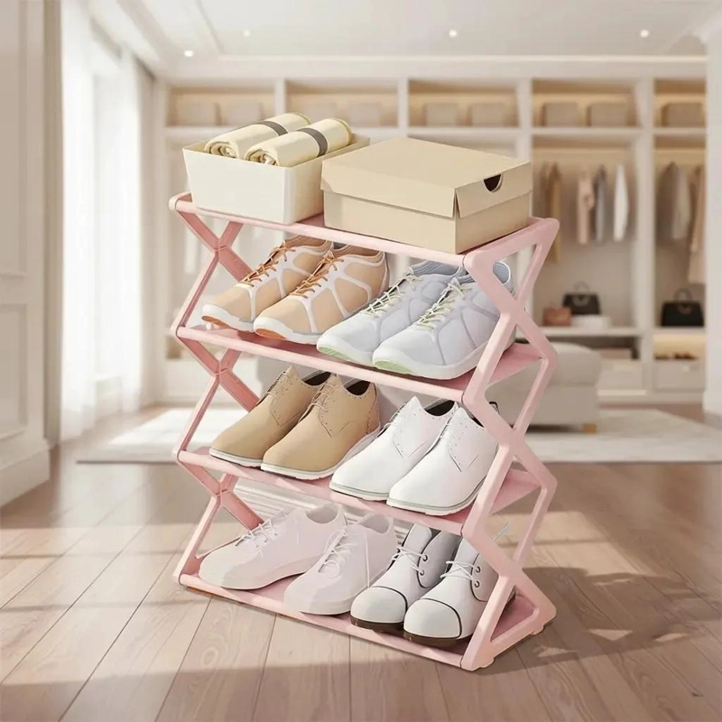 ZAPATERO ORGANIZADOR MULTIFUNCIONAL 4 NIVELES COLOR ROSA - 1