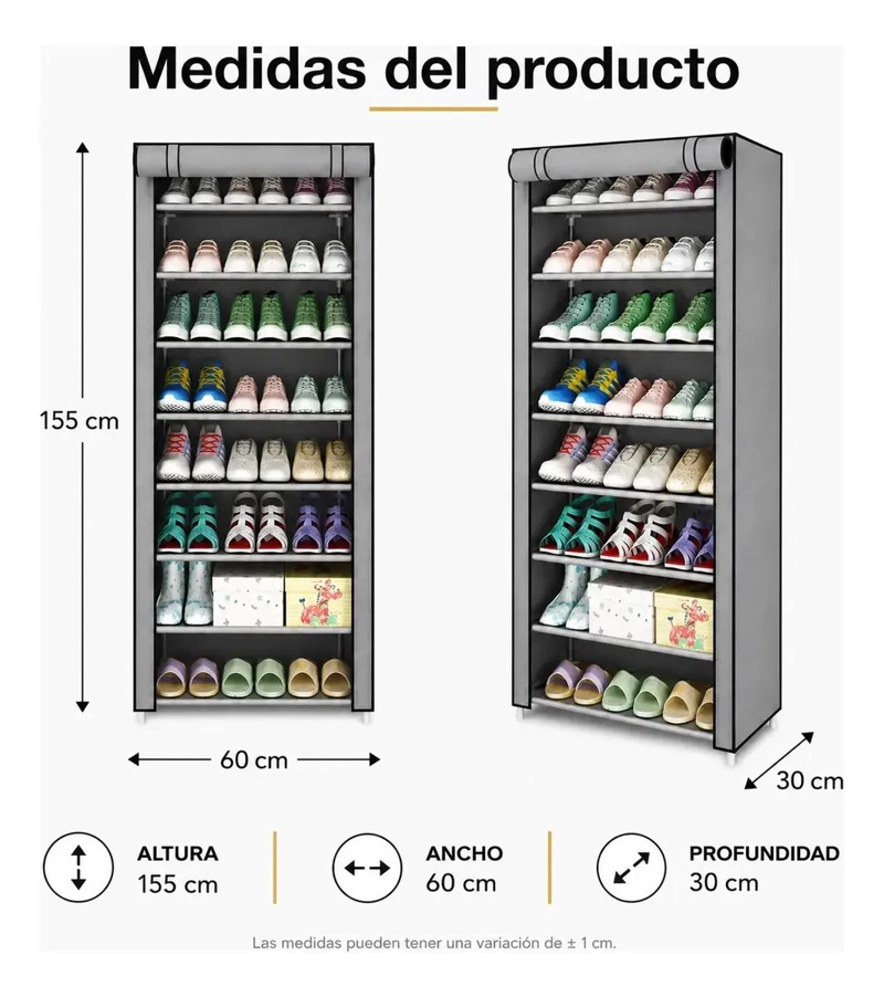 ZAPATERO ORGANIZADOR VERTICAL DE 10 NIVELES CON FUNDA ANTIPOLVO - 3