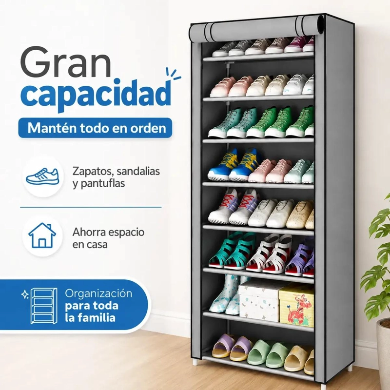 ZAPATERO ORGANIZADOR VERTICAL DE 10 NIVELES CON FUNDA ANTIPOLVO - 5