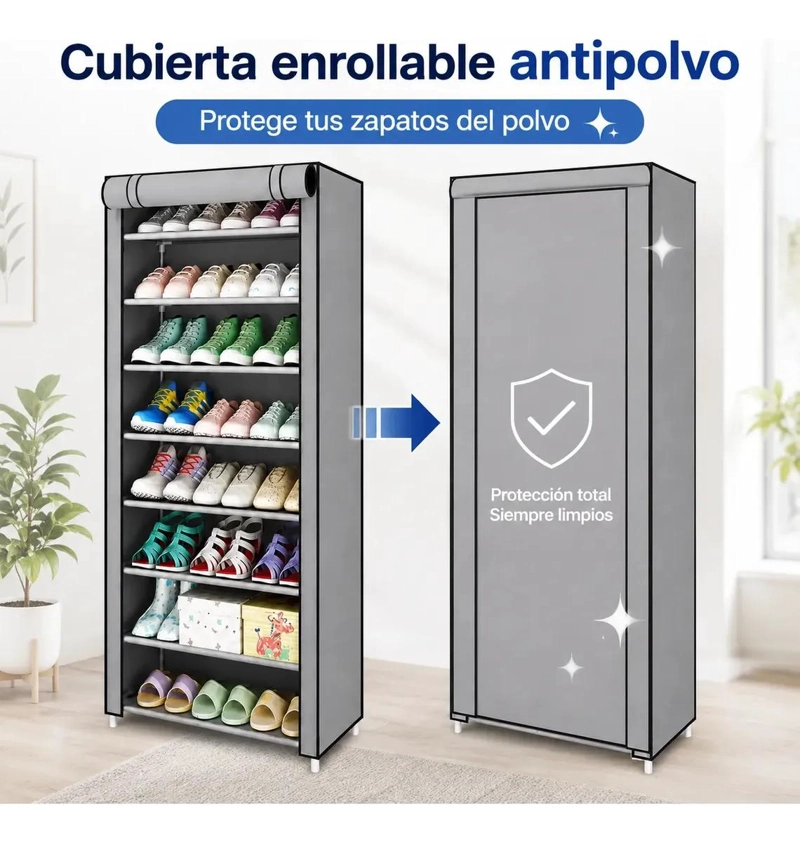 ZAPATERO ORGANIZADOR VERTICAL DE 10 NIVELES CON FUNDA ANTIPOLVO - 6