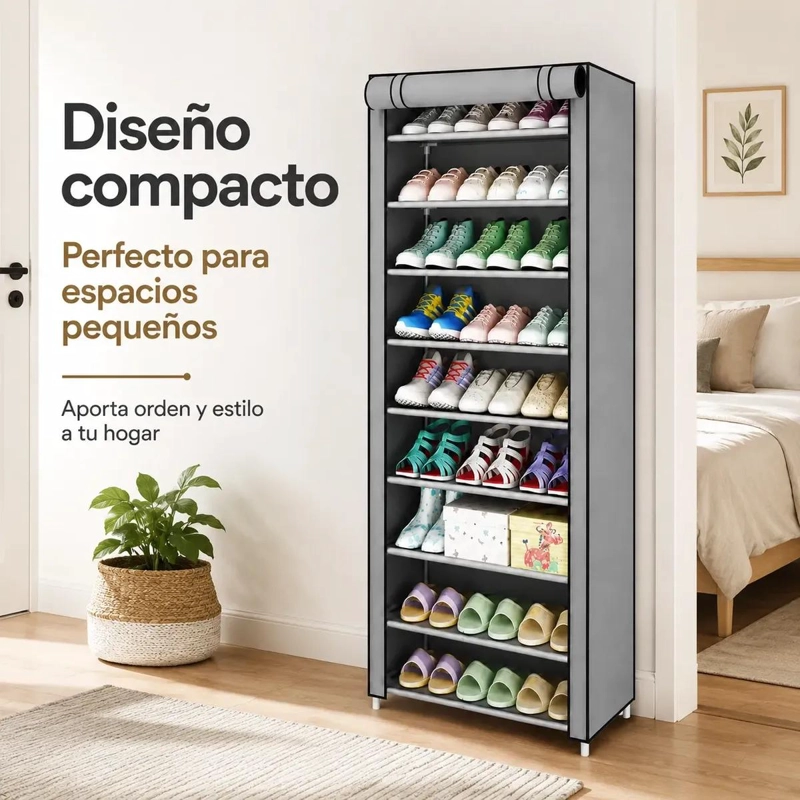 ZAPATERO ORGANIZADOR VERTICAL DE 10 NIVELES CON FUNDA ANTIPOLVO - 8