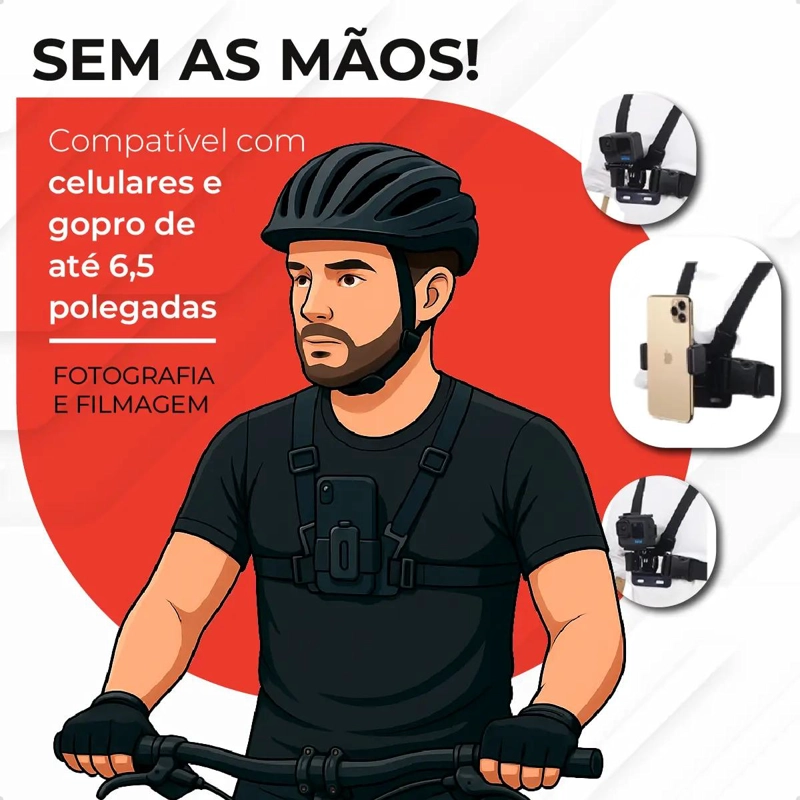 SOPORTE TORACICO AJUSTABLE PARA TELE FONO Y CAMARA DEPORTIVA - 6