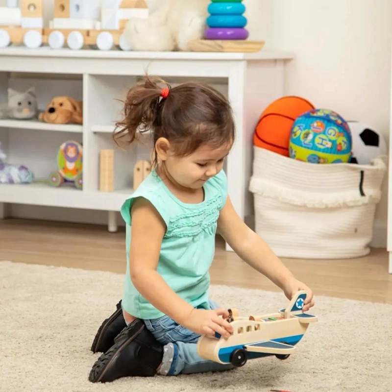 JUGUETE AVION DIDACTICO DE MADERA CON 9 PIEZAS PARA NIÑOS - 10