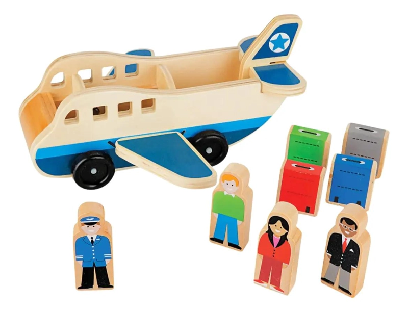 JUGUETE AVION DIDACTICO DE MADERA CON 9 PIEZAS PARA NIÑOS - 2