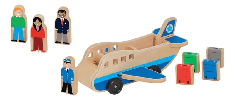 JUGUETE AVION DIDACTICO DE MADERA CON 9 PIEZAS PARA NIÑOS - 3