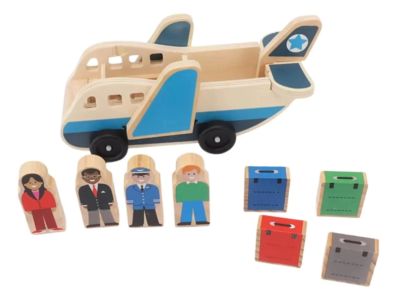 JUGUETE AVION DIDACTICO DE MADERA CON 9 PIEZAS PARA NIÑOS - 7