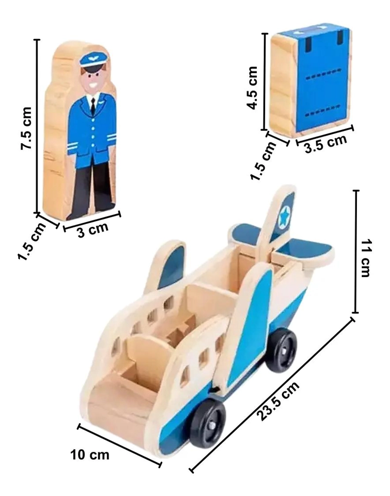 JUGUETE AVION DIDACTICO DE MADERA CON 9 PIEZAS PARA NIÑOS - 9