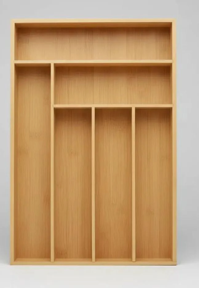 ORGANIZADOR DE CUBIERTOS CON 6 COMPARTIMENTOS DE BAMBU NATURAL - 2