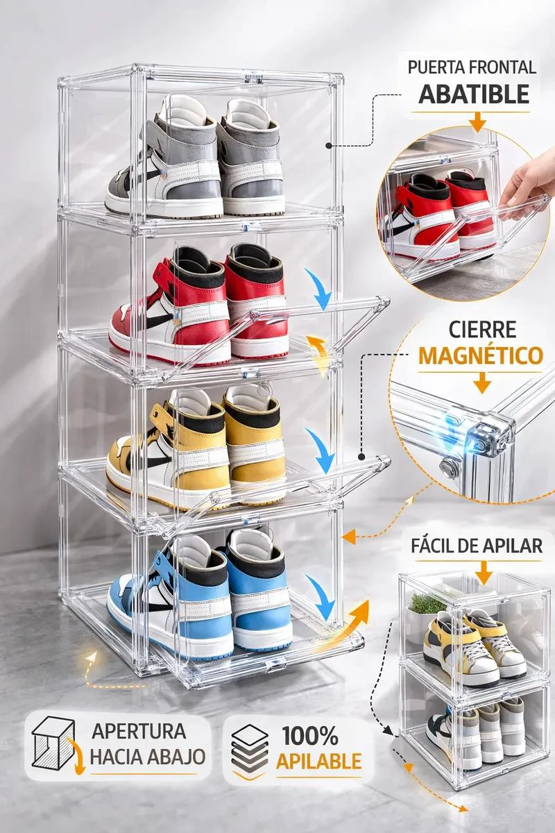 CAJA ORGANIZADORA APILABLE PARA CALZADO TRANSPARENTE - 3