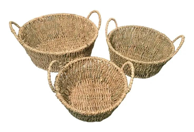 SET DE 3 CANASTOS ORGANIZADORES DE FIBRAS NATURALES PARA EL HOGAR - 1