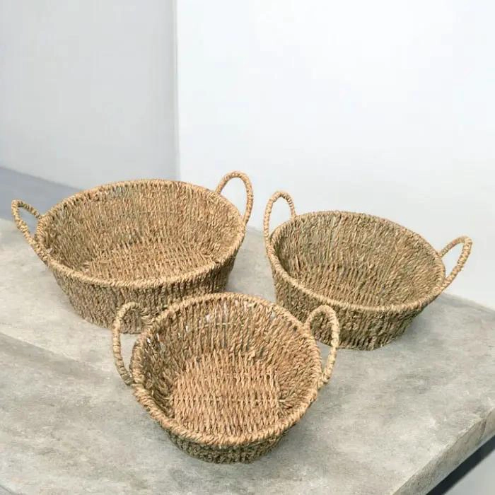 SET DE 3 CANASTOS ORGANIZADORES DE FIBRAS NATURALES PARA EL HOGAR - 2