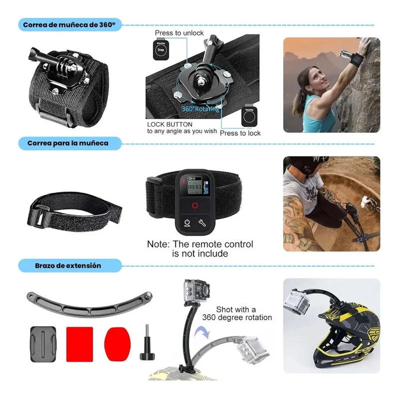 KIT COMPLETO DE ACCESORIOS PARA CAMARAS DE ACCION 50 EN 1 - 4