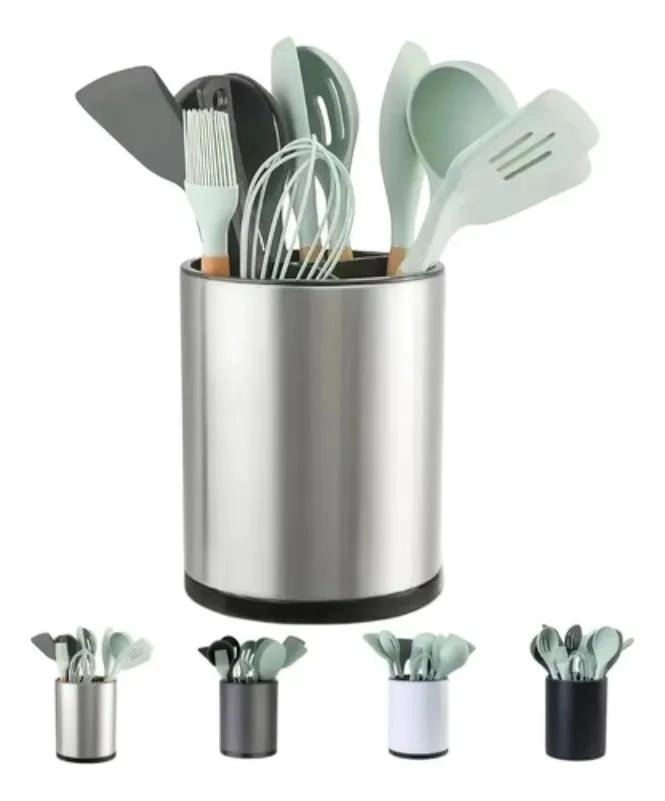 ORGANIZADOR GIRATORIO DE CUBIERTOS DE ACERO INOXIDABLE CON 4 COMPARTIMENTOS - 4