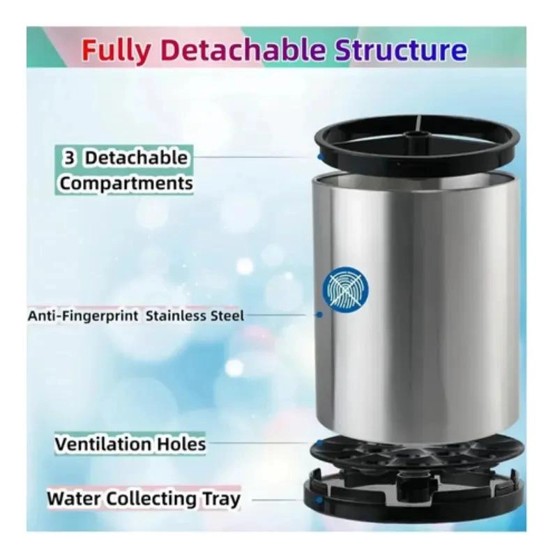 ORGANIZADOR GIRATORIO DE CUBIERTOS DE ACERO INOXIDABLE CON 4 COMPARTIMENTOS - 8