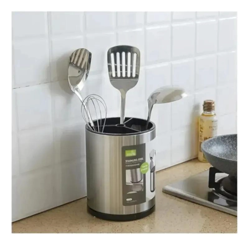 ORGANIZADOR GIRATORIO DE CUBIERTOS DE ACERO INOXIDABLE CON 4 COMPARTIMENTOS - 9