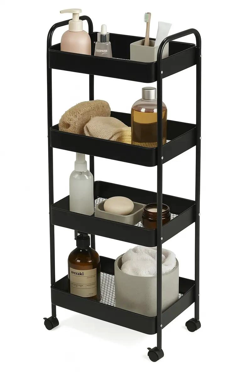 CARRITO ORGANIZADOR MULTIUSO 4 ESTANTES CON RUEDAS PARA HOGAR - 1