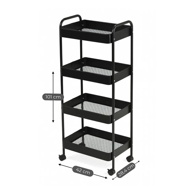 CARRITO ORGANIZADOR MULTIUSO 4 ESTANTES CON RUEDAS PARA HOGAR - 7