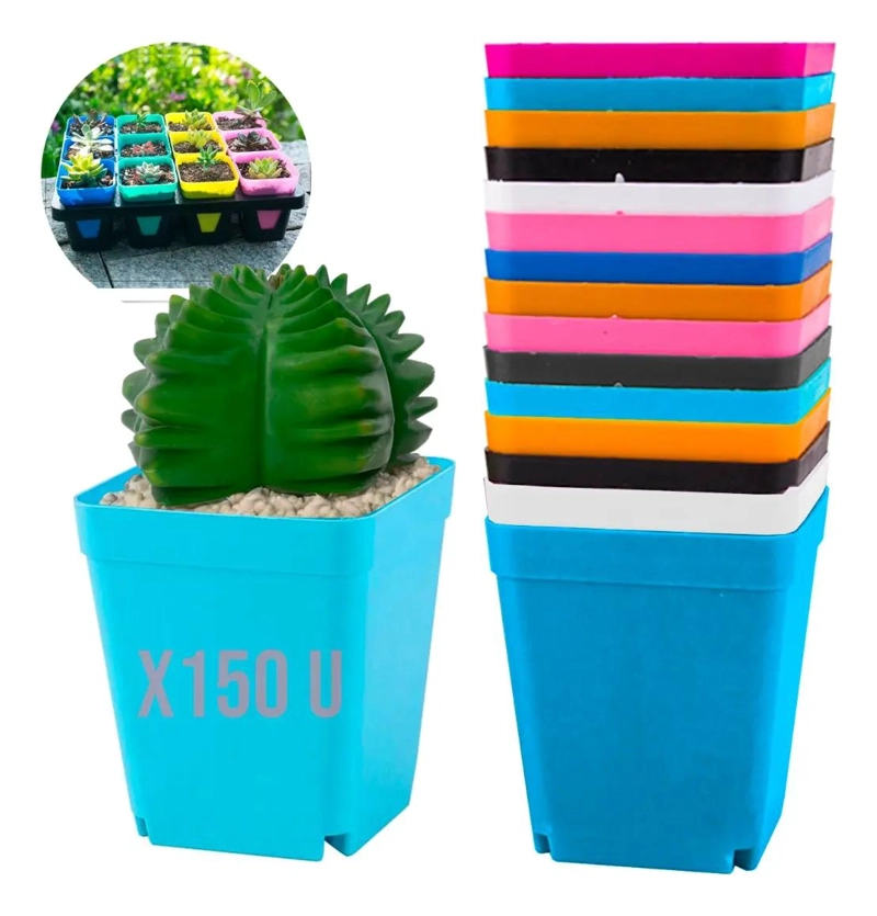 SET DE 150 MACETEROS CUADRADOS PARA CACTUS Y SUCULENTAS 7X7X8 CM - 2