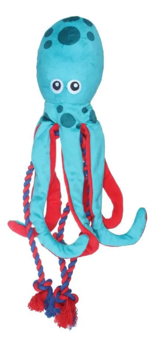 JUGUETE DE PULPO GRANDE PARA PERROS 55CM CON CUERDA - 2