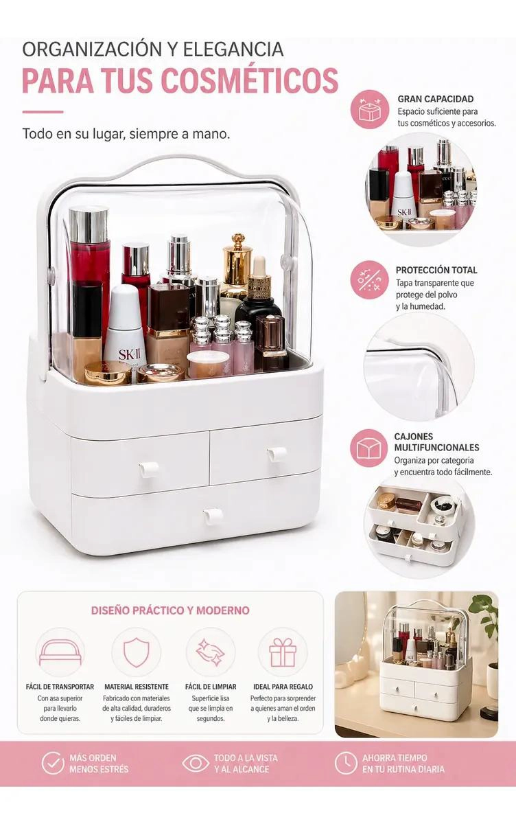 ORGANIZADOR COSME TICO IMPERMEABLE Y ANTIPOLVO PARA BELLEZA - 3