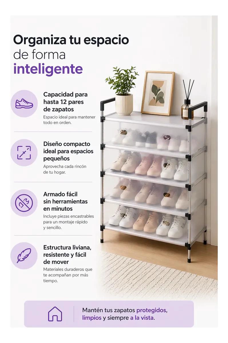 ORGANIZADOR DE ZAPATOS 5 NIVELES PARA 12 PARES - 2