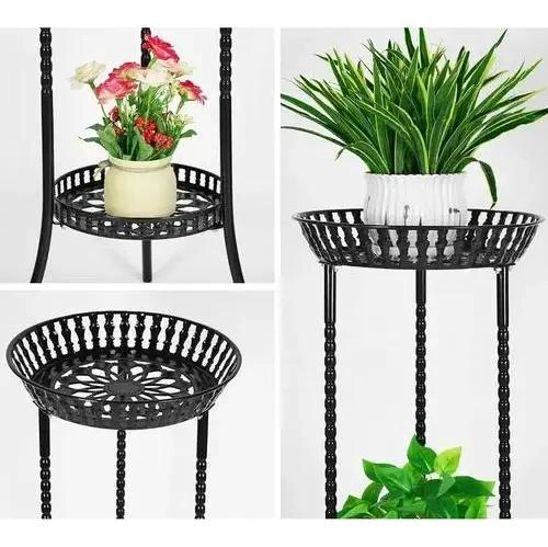 PORTA MACETERO PEDESTAL PARA PLANTAS CON 2 NIVELES - 4