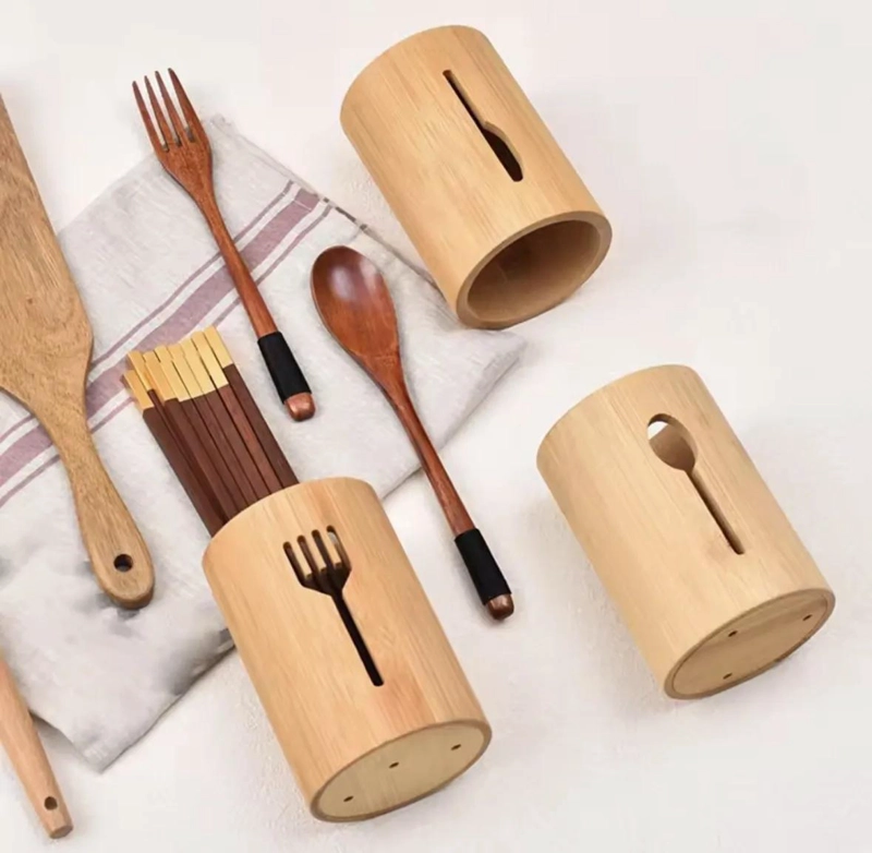 SOPORTE DE BAMBU PARA ORGANIZAR UTENSILIOS DE COCINA - 2