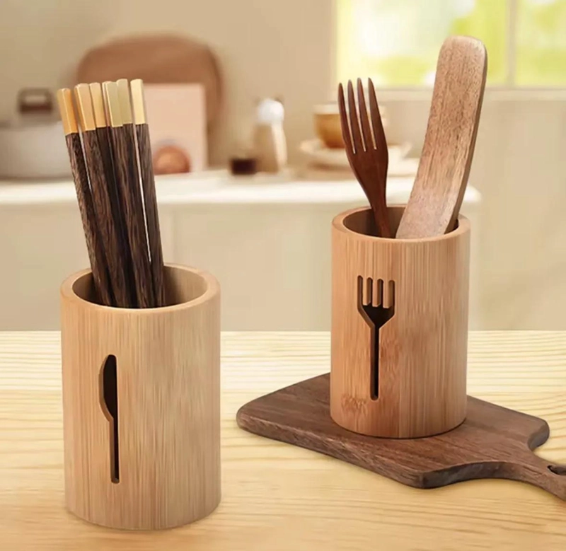 SOPORTE DE BAMBU PARA ORGANIZAR UTENSILIOS DE COCINA - 3