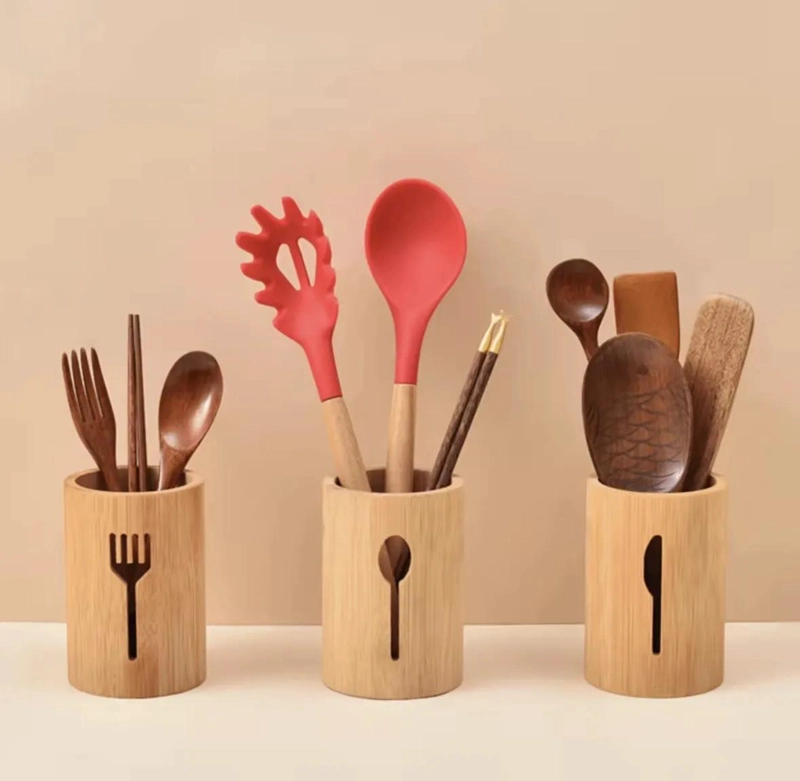 SOPORTE DE BAMBU PARA ORGANIZAR UTENSILIOS DE COCINA - 4