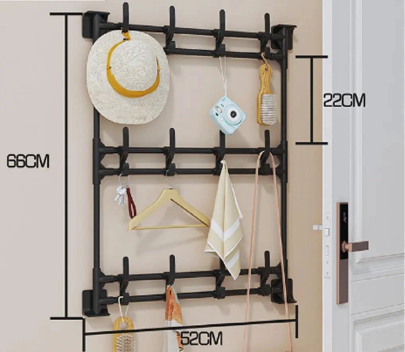 PERCHERO DE PARED ORGANIZADOR DE 3 NIVELES CON GANCHOS - 2