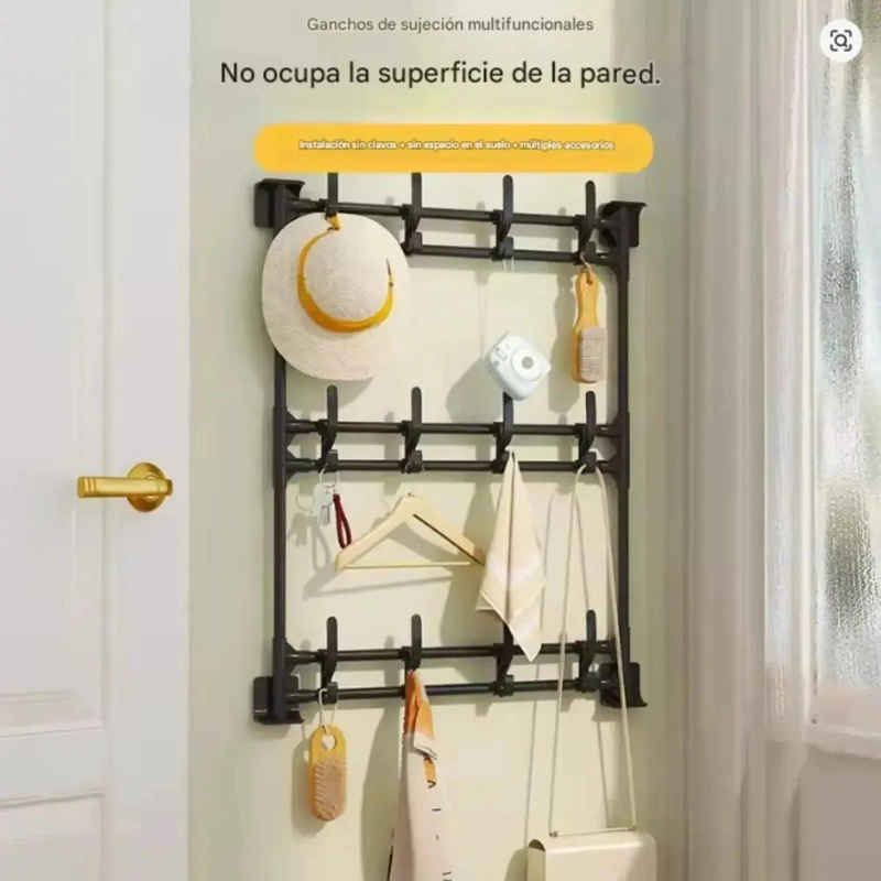 PERCHERO DE PARED ORGANIZADOR DE 3 NIVELES CON GANCHOS - 6