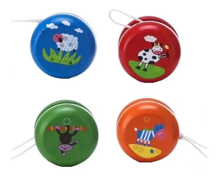 YOYO DE MADERA PARA NIÑOS, PACK DE 12 JUGUETES CLASICOS - 1