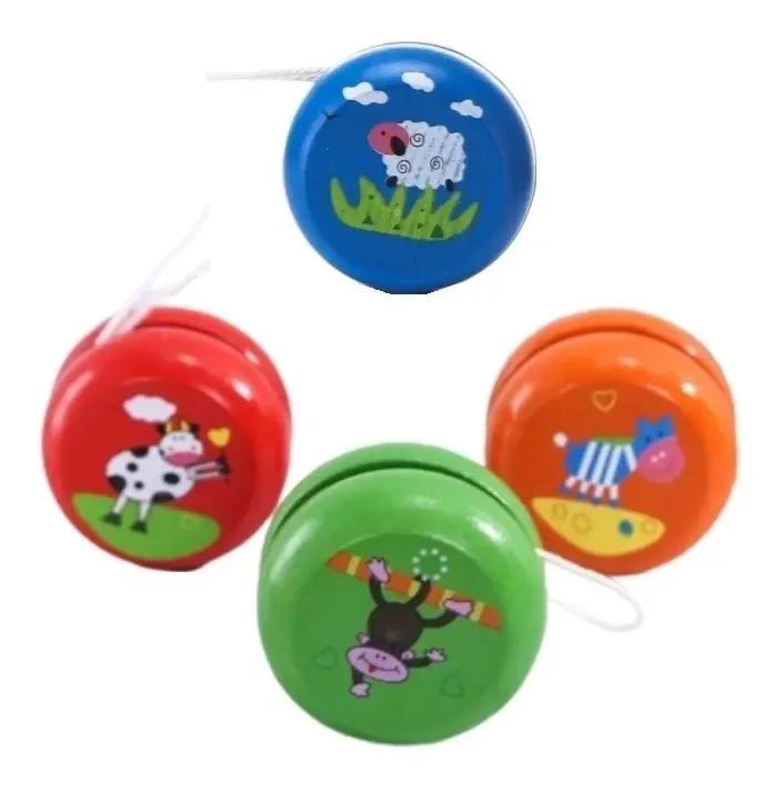 YOYO DE MADERA PARA NIÑOS, PACK DE 12 JUGUETES CLASICOS - 4