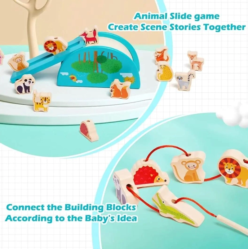 BLOQUE DE EQUILIBRIO DE MADERA PARA NIÑOS CON ANIMALES - 10