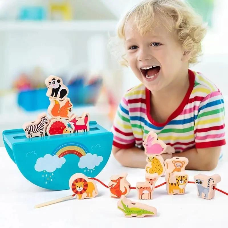 BLOQUE DE EQUILIBRIO DE MADERA PARA NIÑOS CON ANIMALES - 2