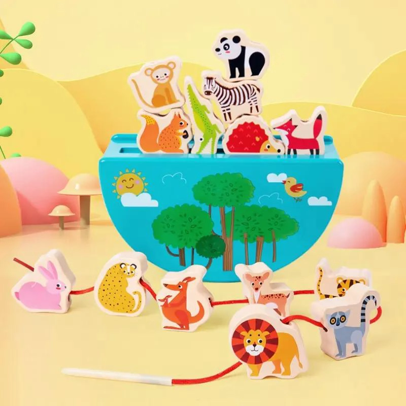 BLOQUE DE EQUILIBRIO DE MADERA PARA NIÑOS CON ANIMALES - 5