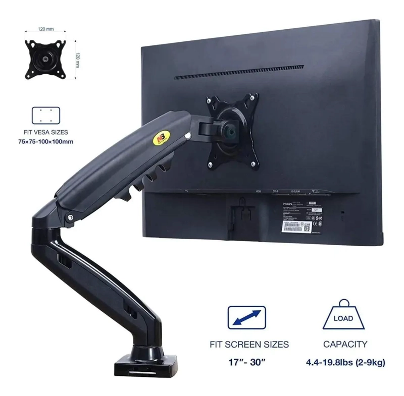 SOPORTE BRAZO AJUSTABLE PARA MONITOR DE 17 A 30 PULGADAS - 5