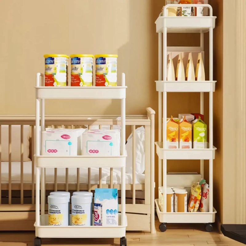 CARRITO ORGANIZADOR BLANCO CON RUEDAS Y 4 NIVELES PARA ALMACENAMIENTO - 4